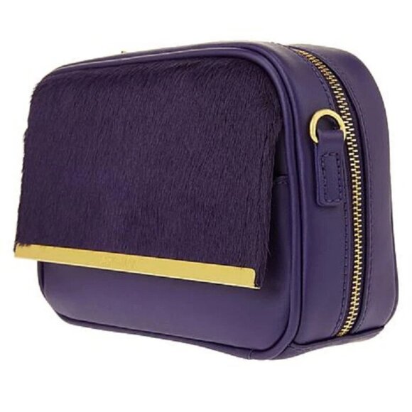 Joy & Iman Luxe Leather & Calf Hair Crossbody Bag Cabernet RED with RFID - Picture 9 of 11